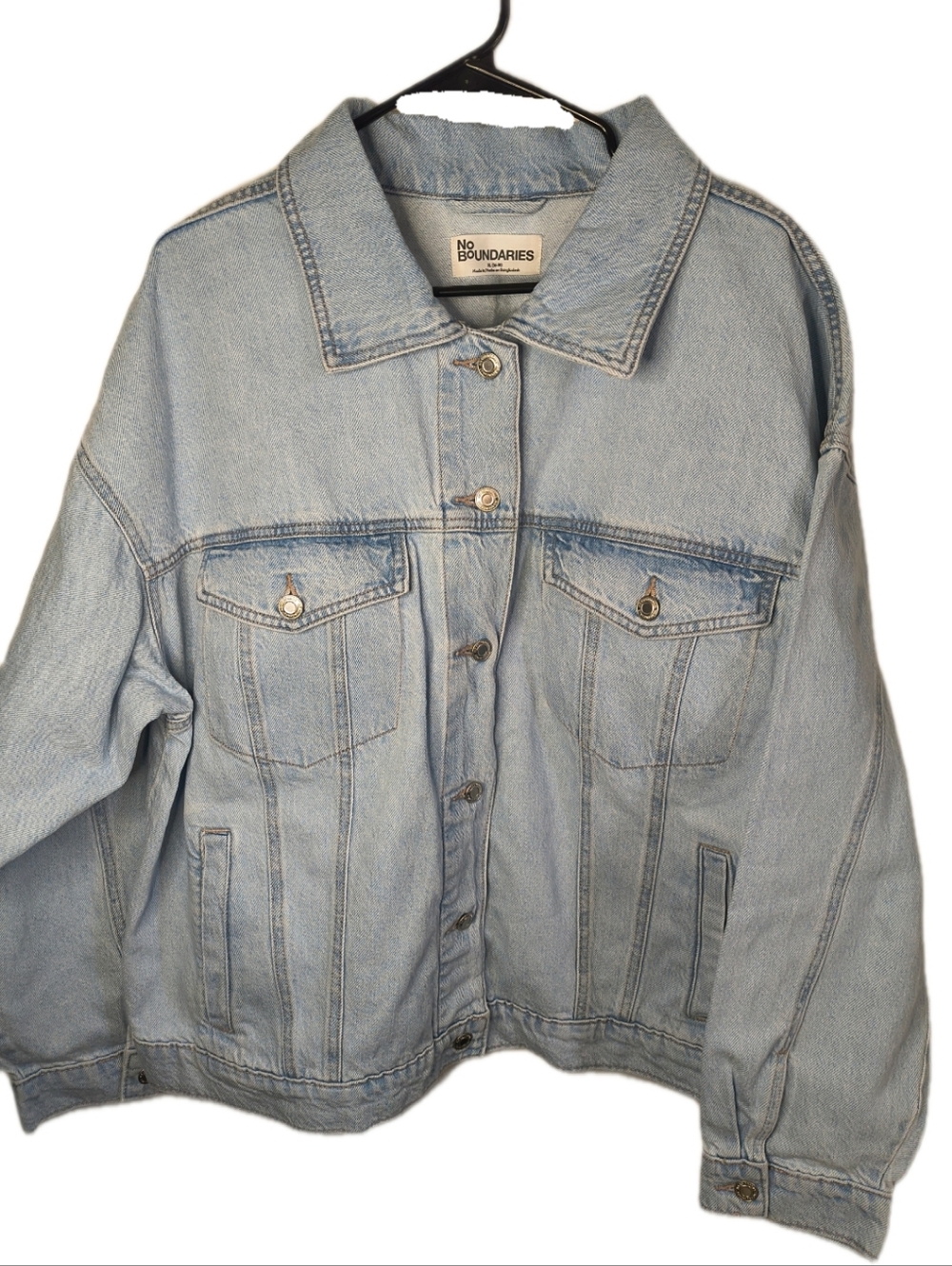 No Boundaries Womens Light Denim Jean Jacket Oversized XL NWT